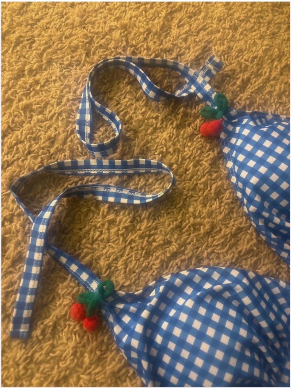 Pinup Cherry and Blue/ White Gingham pattern Swimsuit XL (Shein size 1XL) - Picture 4 of 5